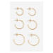 H & M - Kruhové náušnice 3 páry - zlatá