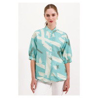 Bigdart 20226 Patterned Oversize Shirt - Mint