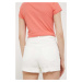 Džínové šortky Hollister Co. CURVY JEANS dámské, bílá barva, s aplikací, high waist