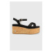 Sandály U.S. Polo Assn. LOREN dámské, černá barva, na klínku, LOREN002D