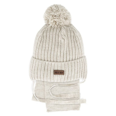 Chlapecká čepice AJS AJS 48-316 - se šálou Světle béžová