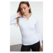 Trendyol White Extra Warm Zippered Polar Fleece Winter Knitted Sports Sweatshirt