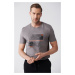Avva Men's Anthracite 100% Cotton Crew Neck Front Printed Regular Fit T-shirt