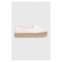 Espadrilky Tommy Jeans FLATFORM ESPADRILLE bílá barva, na platformě, EN0EN02078