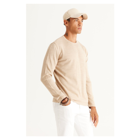 AC&Co / Altınyıldız Classics Men's Beige Standard Fit Normal Fit Warm Crew Neck Knitwear Sweater