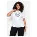 Trendyol Curve White Knitted Crew Neck Printed T-Shirt