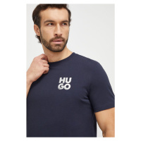 Bavlněné tričko HUGO tmavomodrá barva, s potiskem, 50508944