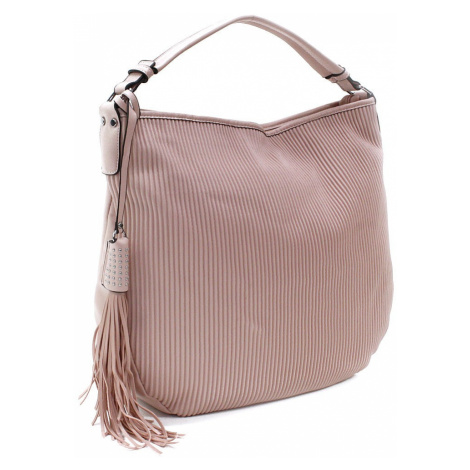Světle růžová prostorná dámská zipová kabelka Kamille L a H - Miss Moda (PL)