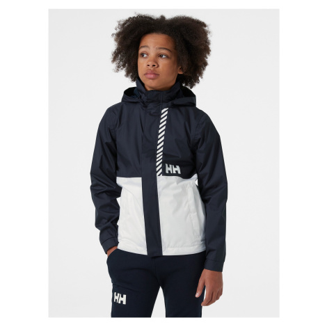 Bílo-modrá dětská voděodolná bunda s kapucí HELLY HANSEN - unisex