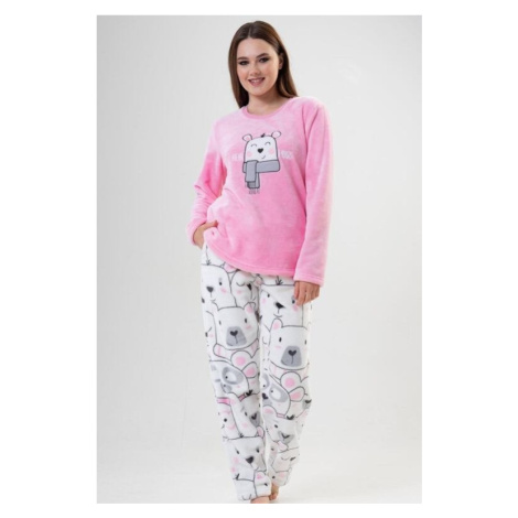 Dámské hřejivé pyžamo Happy Bear II růžové s medvědem