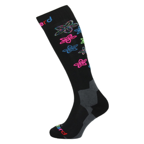 BLIZZARD-Viva Flowers ski socks junior,black/flowers Černá