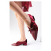 Mio Gusto Sabine Claret Red Velvet Pointed Toe Women's Low Heel Shoes