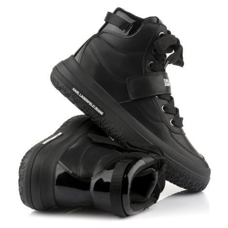 Kotníková obuv karl lagerfeld klj kup strap hi mix black lthr & textile mono