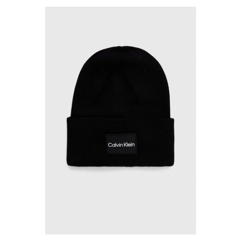 Bavlněná čepice Calvin Klein černá barva, z tenké pleteniny