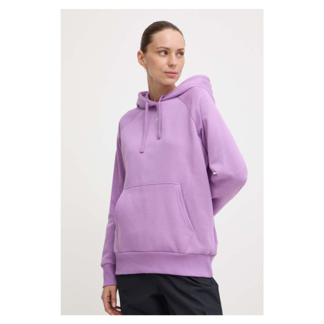 Mikina Under Armour dámská, fialová barva, s kapucí, hladká, 1379500