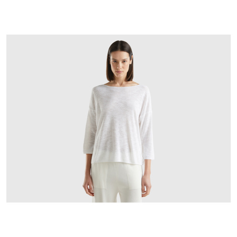 Benetton, Sweater In Linen Blend With 3/4 Sleeves United Colors of Benetton