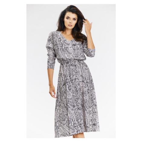 Černo-bílé vzorované midi šaty