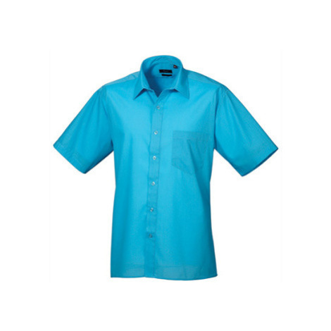 Premier Workwear Pánská košile s krátkým rukávem PR202 Turquoise -ca. Pantone 312