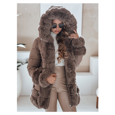 Kurtka damska zimowa CITYGLANCE z futerkiem brązowa Dstreet