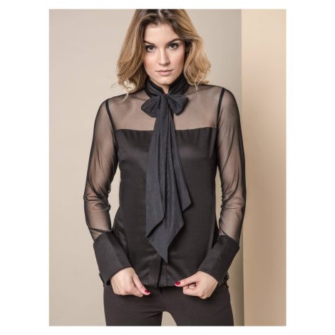 MISS CITY SHIRT WITH TULLE SLEEVES BLACK Miss City official