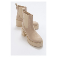 LuviShoes Aback Beige Women's Suede Boots