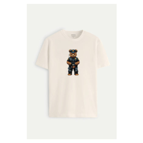 Tričko, Barva Ecru, s Potiskem Policebear Hedrix