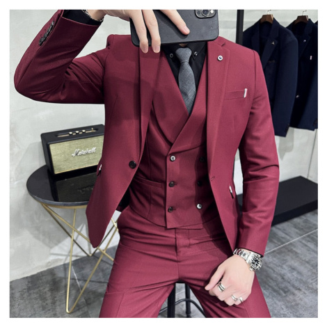 Luxusní 3 dílný oblek sako, kalhoty a dvouřadá vesta JFC FASHION