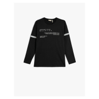 Koton T-Shirt Long Sleeve Crew Neck Motto Printed Cotton