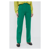 Kalhoty s příměsí vlny Joop! zelená barva, jednoduché, high waist