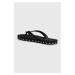 Žabky Chiara Ferragni Flip-Flop Logomania dámské, černá barva, na plochém podpatku, CF2813_001