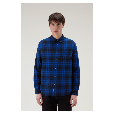 Košile woolrich light flannel shirt modrá