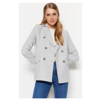 Trendyol Indigo Woven Lined Plaid Blazer Jacket