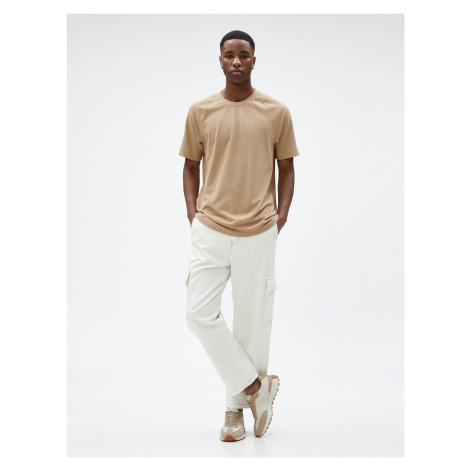 Koton Cargo Pants with Pockets and Stitching Detail with Button.