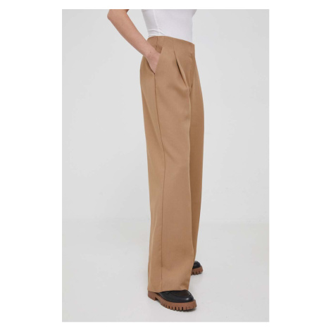 Kalhoty Medicine dámské, béžová barva, široké, high waist