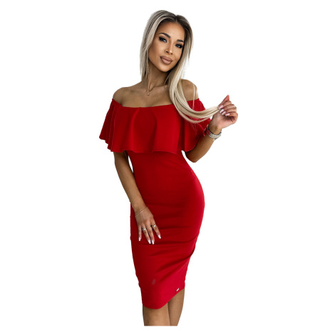 Marbella - Červené dámské tužkové pouzdrové šaty ve španělském stylu 138-9 NUMOCO