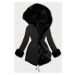 Černá oboustranná zimní bunda parka-kožíšek J Style (11Z8085)