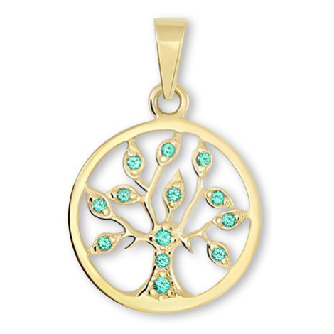Brilio Zlatý přívěsek Strom života se zelenými krystaly 249 001 00442