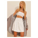 Trend Alaçatı Stili Women's White Pleat Detailed Faux Leather Skirt