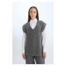 DEFACTO Relax Fit V Neck Stoned Sweater