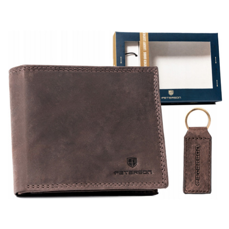 Pánská kožená peněženka a klíčenka PTN SET-M-N994-CHM Peterson