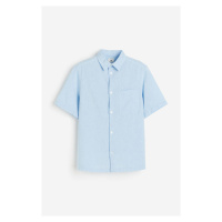 H & M - Košile z lněné směsi's krátkým rukávem Loose Fit - modrá