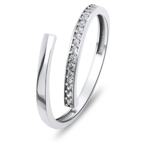 Brilio Silver Elegantní otevřený prsten s čirými zirkony RI035W