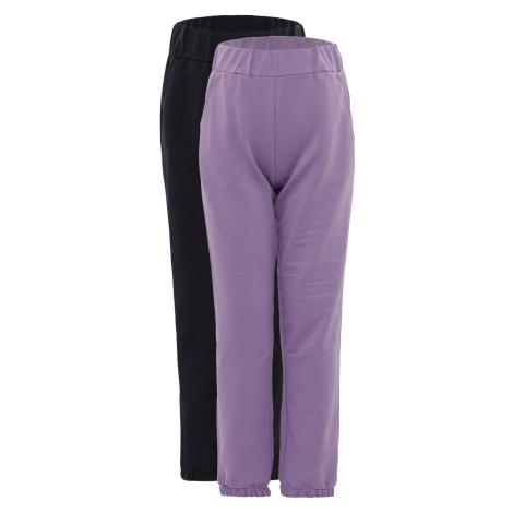 Trendyol Navy Blue-Lilac 2-Pack Girls Knitted Thin Sweatpants