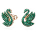 Swarovski Luxusní náušnice se zelenými krystaly Labuť Iconic Swan 5650063