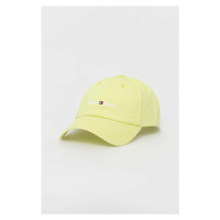Bavlněná baseballová čepice Tommy Jeans žlutá barva, s aplikací