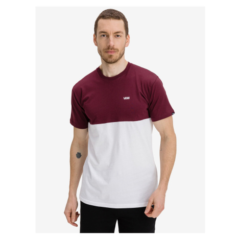 Vínovo-bílé pánské tričko VANS Colorblock