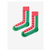 Zeleno-červené pánské vzorované ponožky Ombre Clothing