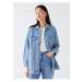 LC Waikiki Dámský košilový límec Rovný dlouhý rukáv Oversize Jean Jacket