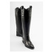 LuviShoes LEAR Black Skin Genuine Leather Women's Hidden Heel Boots
