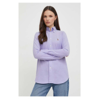 Bavlněná košile Polo Ralph Lauren fialová barva, regular, s klasickým límcem, 211924258